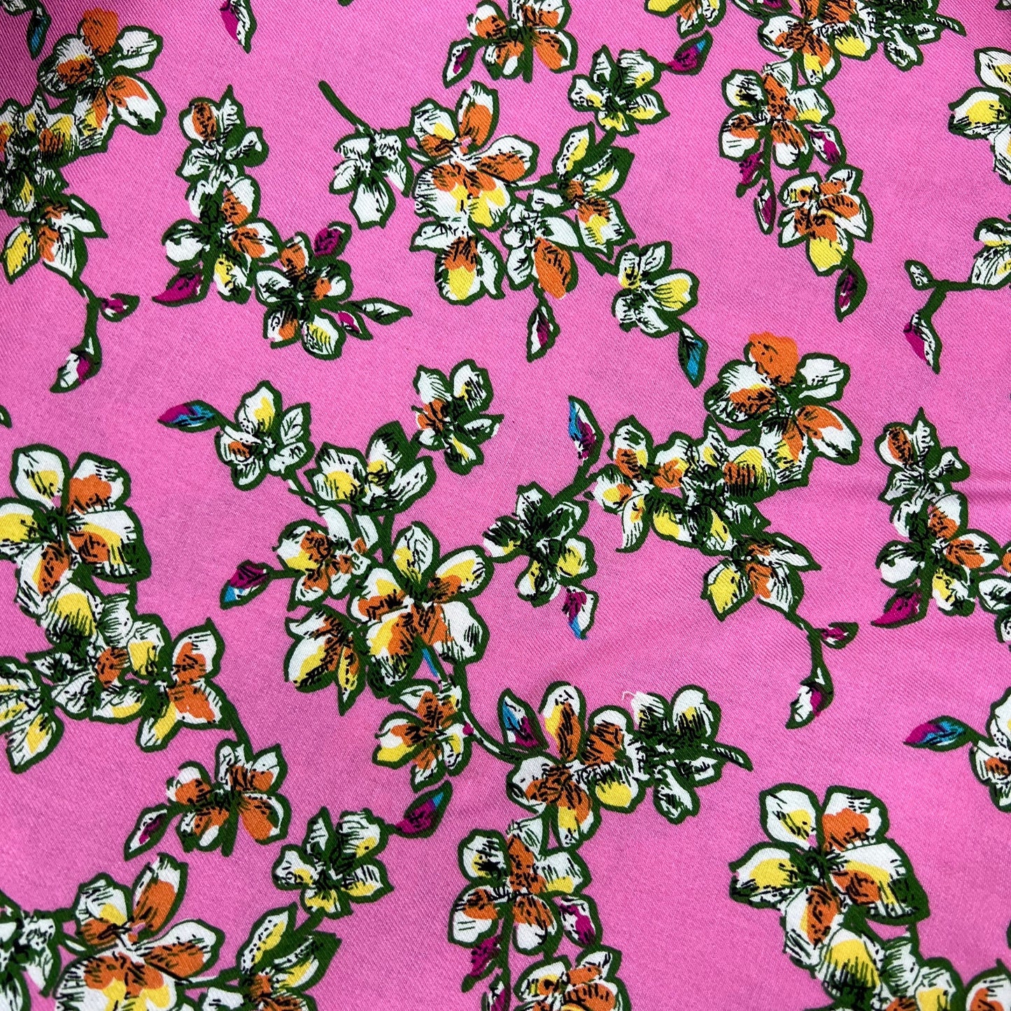 Marina Fabric (58 Inches) - Floral Alpine Pink Print Per Metre