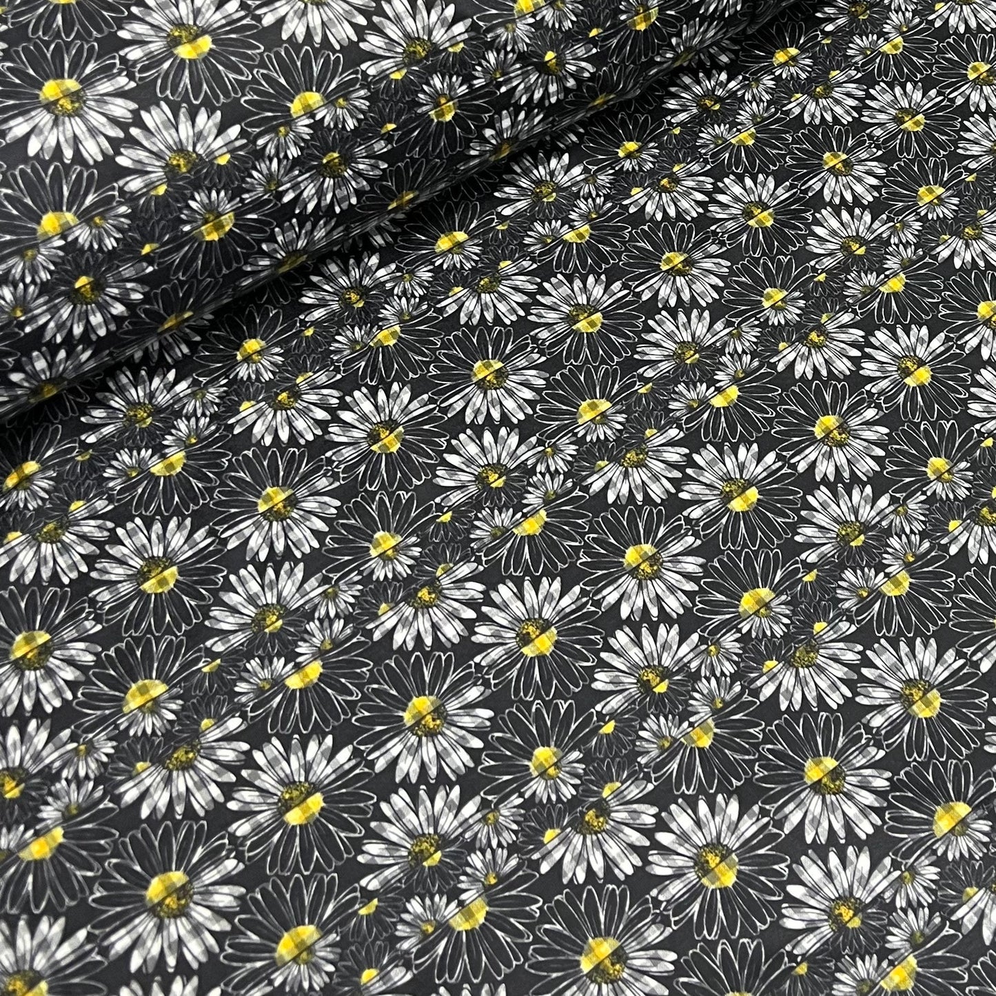 Soft Touch Stretchy Jersey Fabric (58 Inches) - Black Grey Floral Print Per Metre