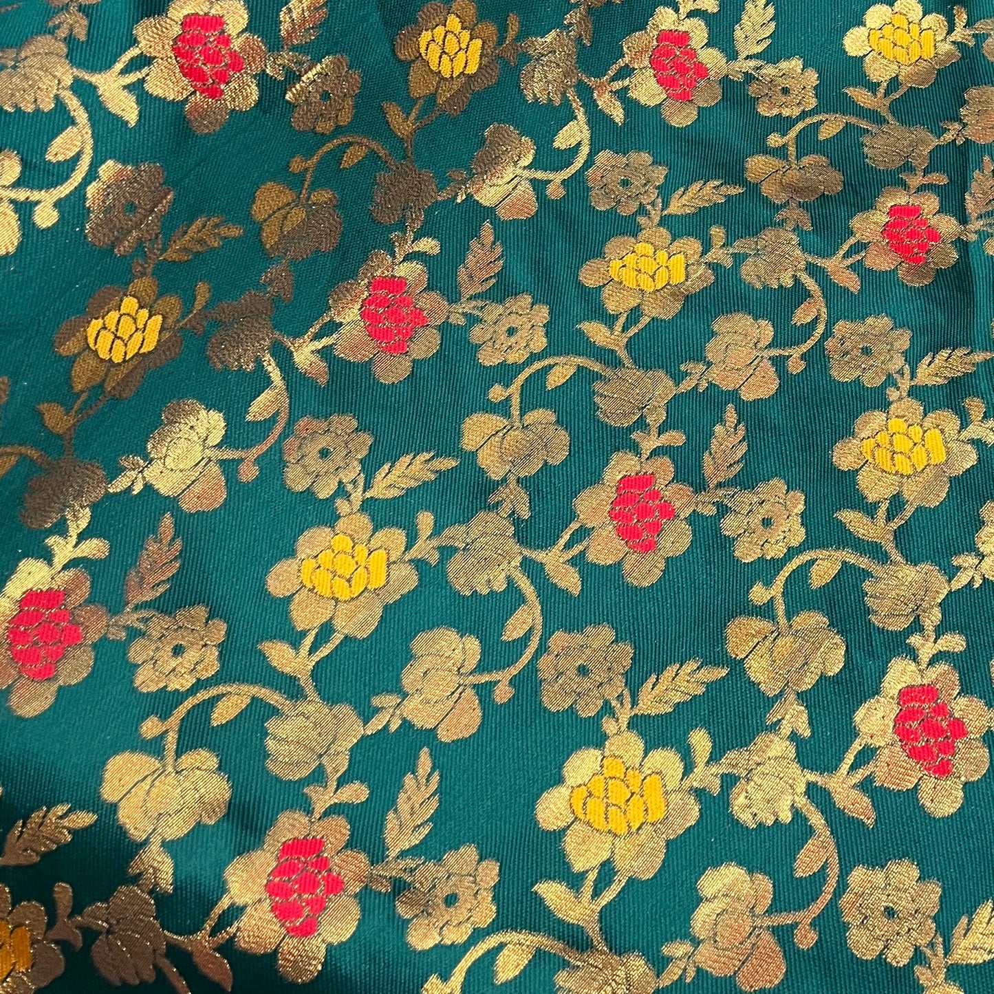 Jamawar Brocade Fabric (50 Inches) - Luxury Premium Quality Floral Metallic Jacquard  Multi Coloured Per Metre