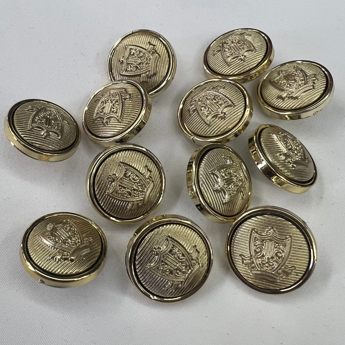 12x Buttons Gold Fancy Clothing Dress Making Sewing