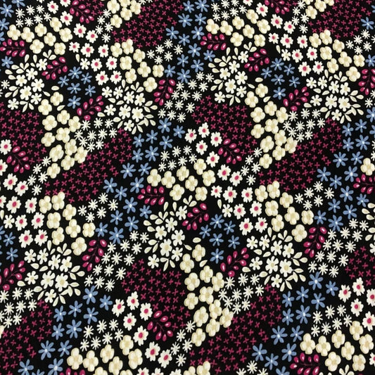 Spun Poly Polyester Soft Handled Jersey Fabric (58 Inches) - Multi Coloured Floral Per Metre