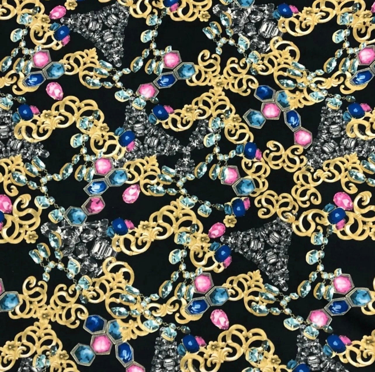 Wool Blend Knit Knitted Jersey Stretch Fabric  (58 Inches) - Black Chains Per Metre