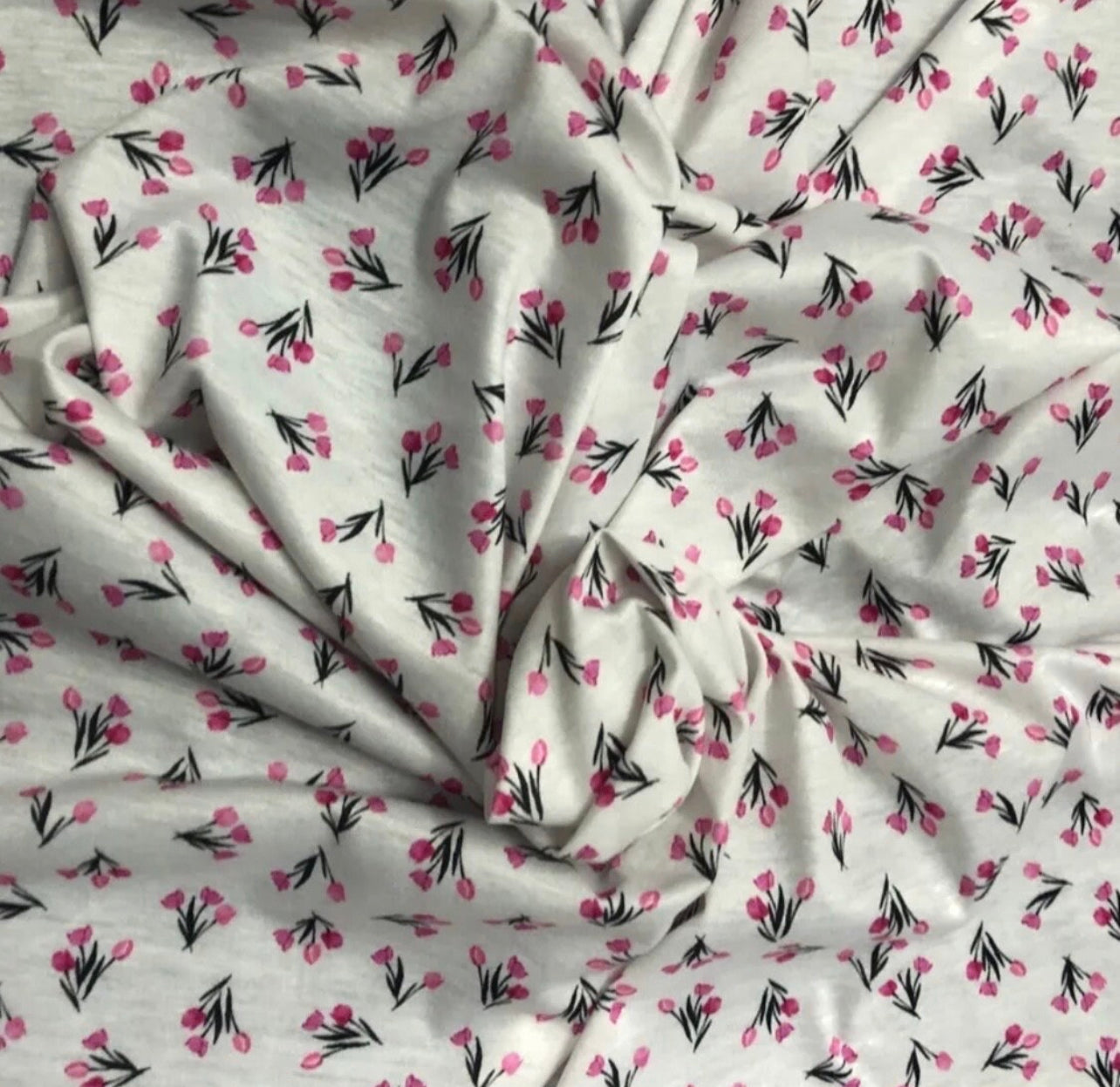 Spun Poly Polyester Soft Handled Jersey Fabric (58 Inches) - Floral Per Metre