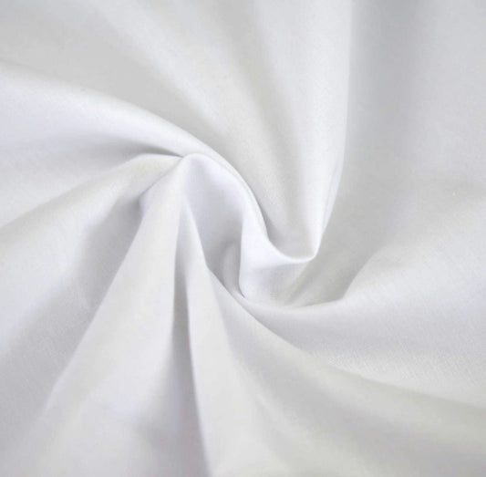 Poly Cotton Fabric (90 Inches) - White Plain Per Metre