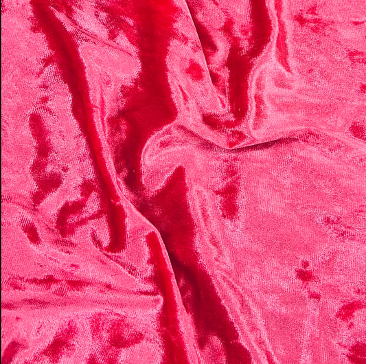 Velour Velvet Soft Stretch Fabric (58 Inches) - Pink Coral Plain Per Metre