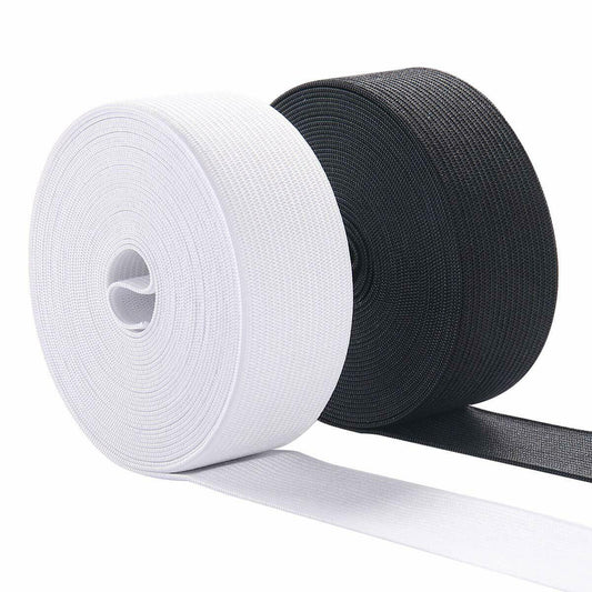 Knitted Elastic - 32mm 1.25"  (25m Roll) - White / Black